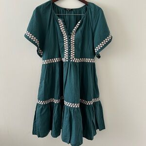 Madewell Linen-blend flutter sleeve mini dress green - XL